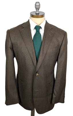 KROON 100% Wool Brown Gray Stripe Sport Coat Jacket Sz 44R Dual Vent - Imagem 1 de 4