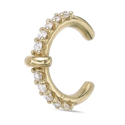 Brazalete de plata de ley enchapado en oro amarillo de 18 quilates con 0,06 quilates Diamante cultivado en laboratorio Foto 1 de 4