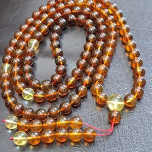 Natural Amber Mala 108 Necklace Tibetan Prayer Genuine Baltic Amber Buddhism 50g - Picture 1 of 24