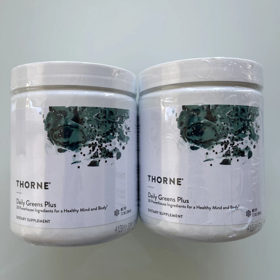 2X THORNE Daily Greens Plus Refrescante, Sabor Menta 7.2 OZ - 30 Porciones 12/25 Foto 1 de 1