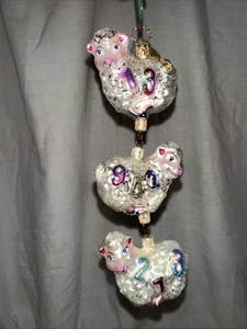 Christopher Radko 2003 Count Your Blessings Weihnachtsschmuck 3 Schafe Vintage - Bild 1 von 9