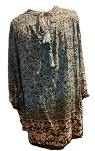 Vestido túnica Natural Life Dara cuello en V salvia floral mujer S Lagenlook boho campesino - Imagen 1 de 7
