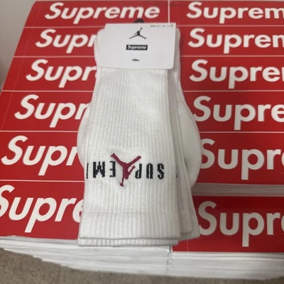 Calcetines Supreme Jordan Crew 1 PAREJA ÚNICA Extra Grande Blanco Jumpman En Mano 2024 Foto 1 de 4