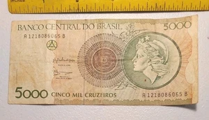 1990 Brazil 5000 Cruzeiros Emergency Issue Note; Pick 227 *Circulated* - Picture 1 of 2