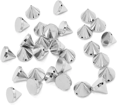 100 Piezas 12Mm Plata Bala Spike Cono Tachuelas Punk Bala Cono Plástico Remaches Pico Foto 1 de 3