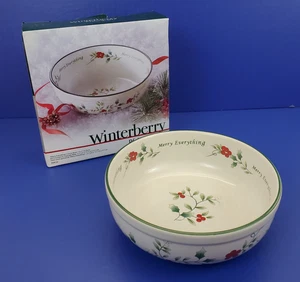 Christmas Pfaltzgraff Winterberry "Merry Everything" Candy Bowl Dish  7 inch - Picture 1 of 17