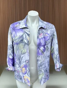 Alfred Dunner Women's Jacket Multicolored "Provence" Floral Open Front Size 10P - Picture 1 of 5