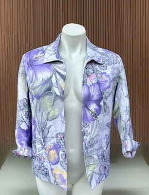 Alfred Dunner Women's Jacket Multicolored "Provence" Floral Open Front Size 10P - Image 1 of 4