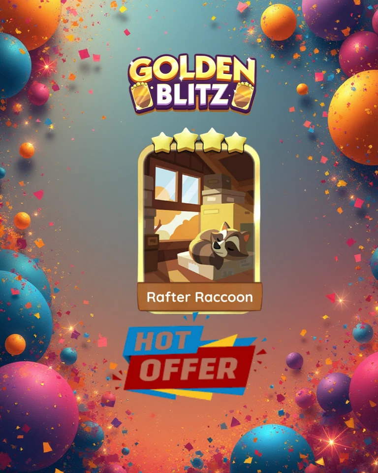 Golden Blitz - rafter raccoon set 17 - Monopoly go - Image 1 of 1