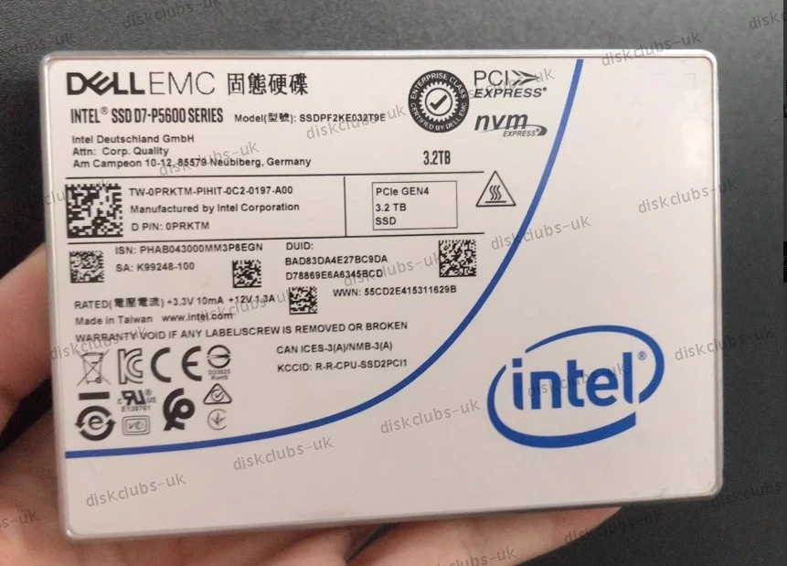 Intel P5600 3.2TB 2.5" U.2 NVME DELL SSD SSDPF2KE032T9E Solid State Drive - Image 1 of 1