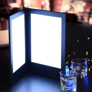 4 Stück LED Menü Abdeckung Hintergrundbeleuchtung Weinkarte Scheck Rechnung Halter Doppel Panel 17x10" - Bild 1 von 11