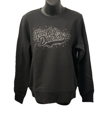 Harley Davidson Women's Shimmer Crew Neck Sweatshirt Black 3002570 - Image 1 of 2