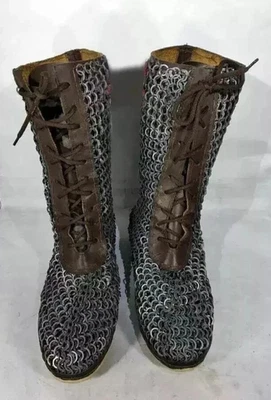 Medieval boots, Stainless Steel Chainmail Leather Shoes, Renaissance boot SCA - Image 1 of 4