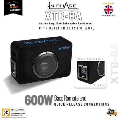 In Phase XTB-8A 8" 600W Active Subwoofer Enclosure with Bass Remote - Image 1 of 4