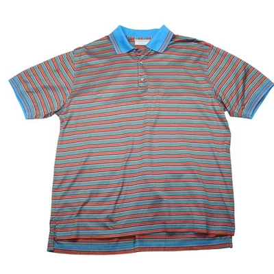 Hickey Freeman Polo Shirt Men Large Multicolor Striped Short Sleeve Cotton - Image 1 of 4