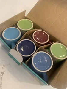 6er Set Vintage Retro Espressotassen doppelseitig Farben Neu im Karton - Bild 1 von 7