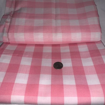 Gingham Pink check fabrics Large checks 2 Large pieces over 7 yards - Image 1 of 4