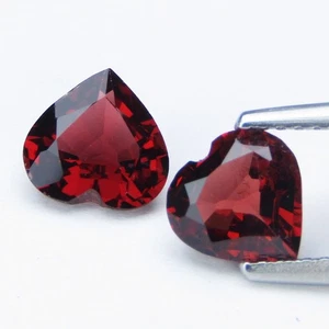 2.41Cts Natural Red Almandine Garnet 7mm Heart Shape Matching Pair Gemstones - Picture 1 of 5