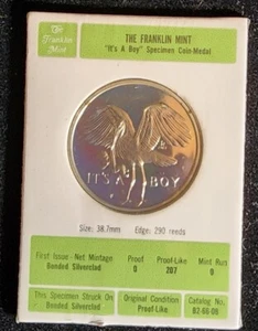 Franklin Mint Medal "It's A Boy" bonded silverclad sealed t7290 - Picture 1 of 6