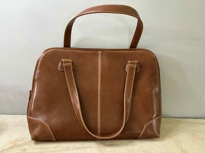 Bolsa de ombro vintage Coldwater Creek marrom couro sintético grande 18"" x 13"" - Imagem 1 de 4