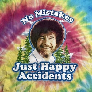 Bob Ross Official Tie Dye T-Shirt Herren Large No Mistakes Just Happy Accidents - Bild 1 von 4