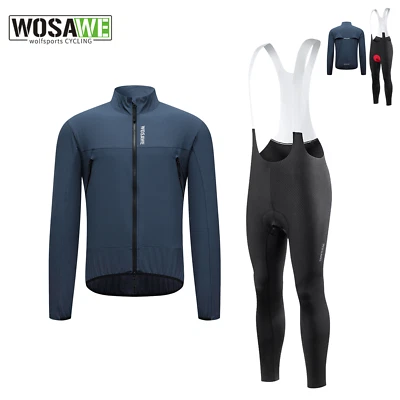 WOSAWE Mens Cycling Sets Breathable Reflective Windcoat Spong Cushion Bib Tights - Image 1 of 4