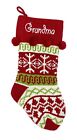 19” Grandma Personalized Christmas Stocking Sweater Knit Red Pom Pom Balls