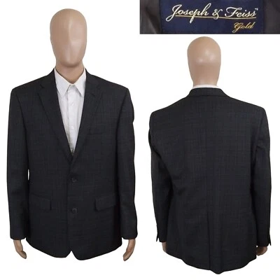 Abrigo Deportivo Joseph Feiss Dorado Calce Clásico Dos Botones Gris Azul Lana a Cuadros 42R Foto 1 de 4