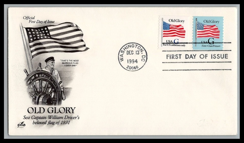 US FDC # 2888,2890 "G" Rate BLUE ArtCraft   1994, 9p2972 - Image 1 of 1