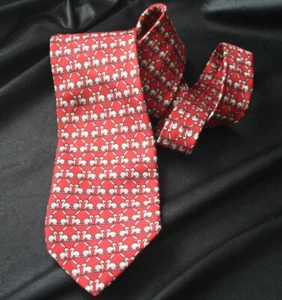 Vintage PININFARINA Bunnies Print Red Silk Tie - Picture 1 of 3
