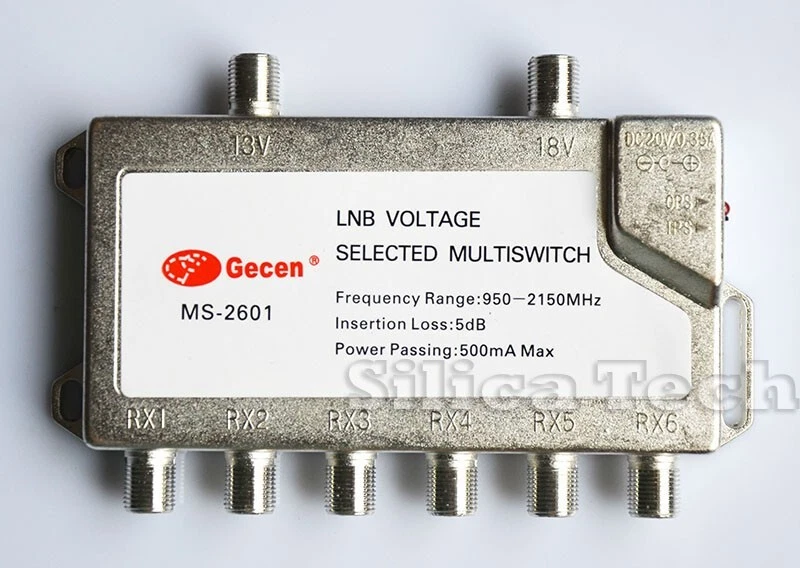 Gecen 2x6 13V/18V 2 in, 6 out Satellite LNB V/H multi-switch MS-2601 - Image 1 of 3