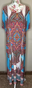 Chico's Kleid Damen Gr. XXL 20/22 (4) blau orange Paisley Medaillon Maxi - Bild 1 von 7