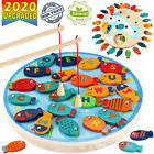 CozyBomB Magnetic Wooden Fishing Game Toy for Toddlers - Alphabet Fish Catching