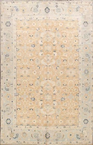 All-Over Floral BROWN Khotan Oriental Area Rug Hand-knotted Vegetable Dye 8'x10' - Picture 1 of 12