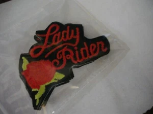 HD Biker Jacket/Vest Patch Lady Rider w/Red Rose - Female, Lady Biker Closeout - Picture 1 of 4