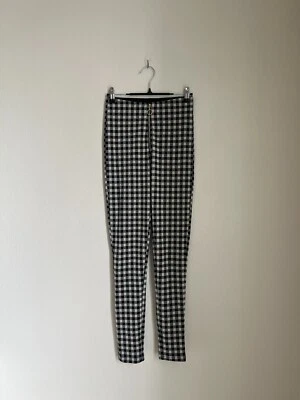 Legging para mujer Zara con cremallera frontal de guinga en negro/blanco talla XSMALL Foto 1 de 4