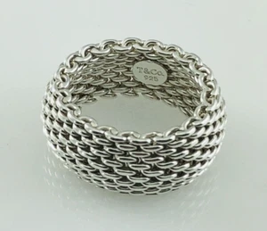 Size 6 Tiffany & Co Somerset Ring Mesh Weave Flexible Dome Band in Silver - Picture 1 of 6