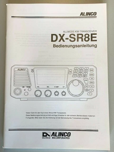 Deutsche Bedienungsanleitung für ALINCO DX-SR8E Transceiver - Original Handbuch