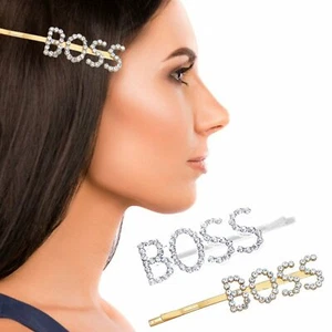 Fermagli per capelli parola strass cristallo Bobby Pins oro o argento 8 pezzi - Foto 1 di 13