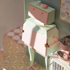 Dolls House Miniatures 1:6 Scale Macaron Robot Wine Cabinet W/Mirror Furnitureoa - Picture 1 of 12
