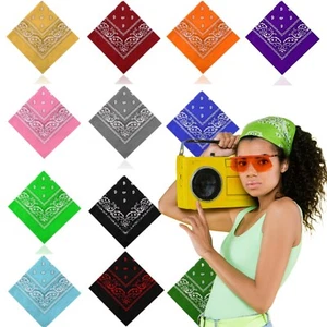 12pk 100% Cotton Paisley Design Bandanna Cow Boy Girl Bandana Biker Neck Scarf - Picture 1 of 4