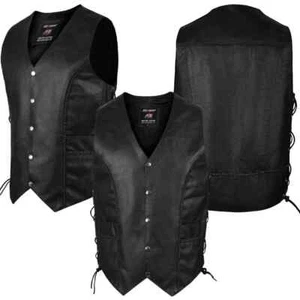 ARD™ Genuine Leather Biker Vest – Men's Braided Side Lace Motorcycle Style - Bild 1 von 8