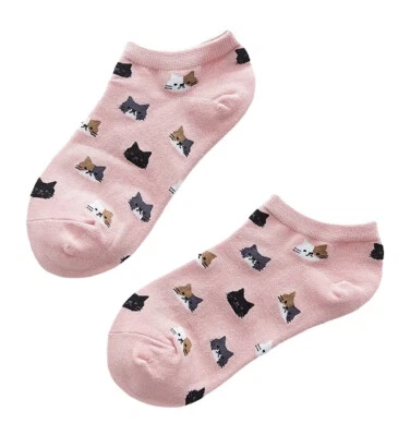 CUTE CATS Womens Blush Pink Low Cut Trainer Socks | One Size UK 4-7 EU 36-40 Foto 1 de 2