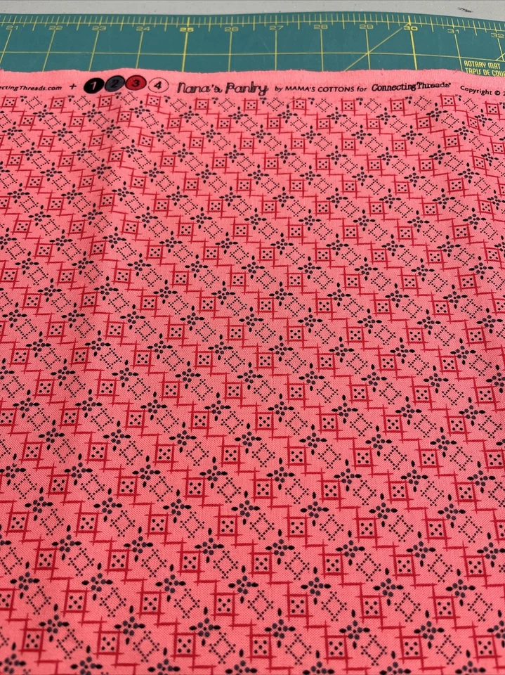 1yd x 43" 100% cotton Nana’s Party by Mama’s Cottons For Connecting Threads Pink - Image 1 of 4