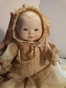 Muñeca bebé de colección 13" G S Putnam Bye Lo reproducción de E. Holland cabeza de bisque, manos - Imagen 1 de 11
