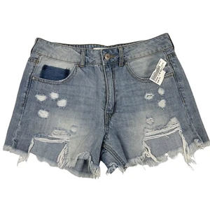 FOREVER 21 Womens Size 3/4 Jean Shorts Light Wash Distressed Denim Daisy Dukes - Picture 1 of 7