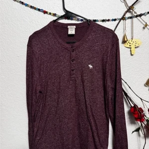 Camicia Henley Abercrombie & Fitch manica lunga piccola bordeaux Y2K preppy vintage - Foto 1 di 5