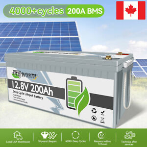 12V 200AH LiFePO4 4000+ Deep Cycles Lithium Battery for RV Marine Off-Grid Solar
