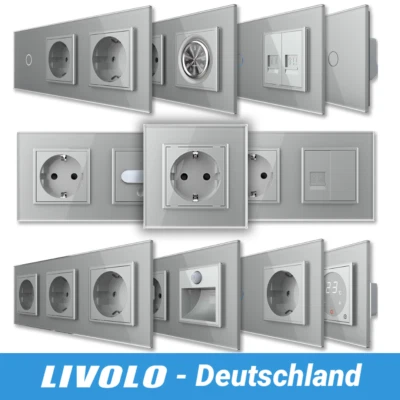 LIVOLO Touch Glas Lichtschalter Steckdosen Taster Dimmer Satdose Wechselschalter - Bild 1 von 4