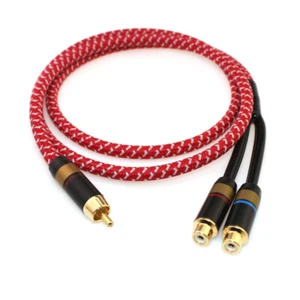 RCA Male to 2 RCA Female Gold Plated Audio Adapter Y Splitter Cable - Picture 1 of 9
